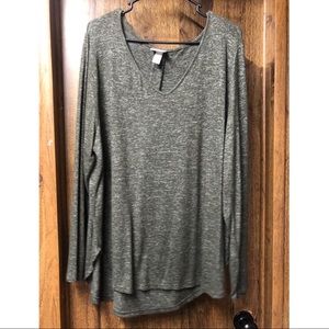 Ava Viv dark green heathered top